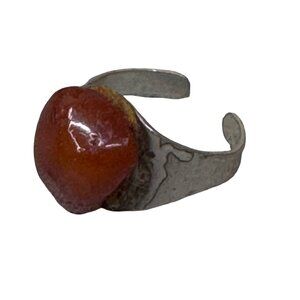 AVH Andersen Henningsen Denmark Sterling Silver Adjustable Ring Modernist Amber